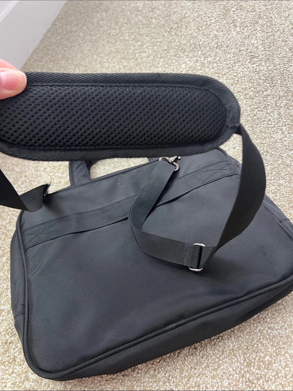 Black Men's Laptop Briefcase with Detachable Shoulder Strap
